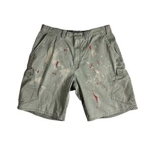 Levis Silvertab Men's Vintage Thrashed Y2K Cargo Shorts  Size 38  Green  Grunge